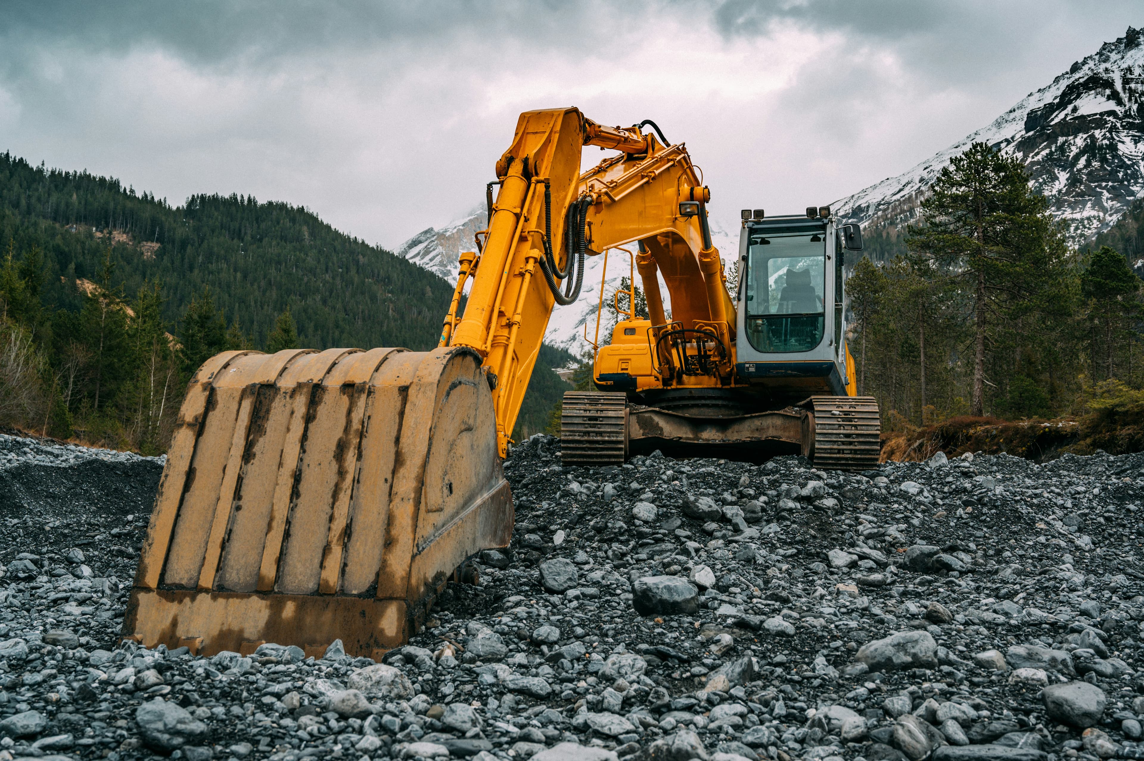 Excavator at mining site